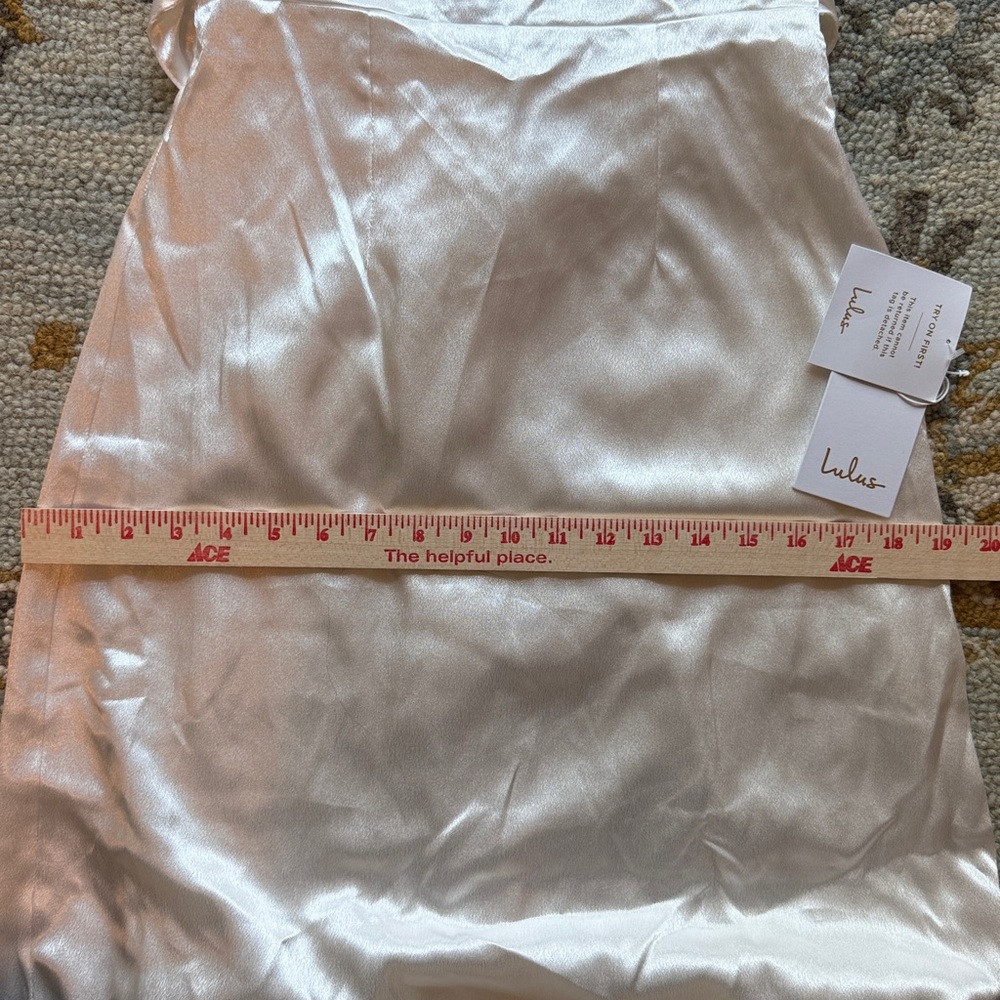 NEW Lulu’s Ready For Forever White Satin Pearl Tie-Back Maxi Dress - Picture 8 of 9